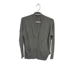 Vince 100% Cashmere Open Front Cardigan Gray Pocket Sweater Womens Medium
